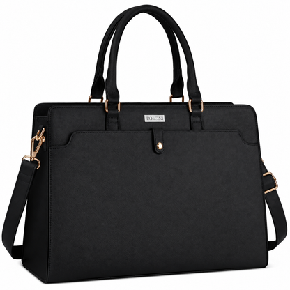 Dollcini Women's Laptop Bag 15.6” – Elegant Black Work Bag
