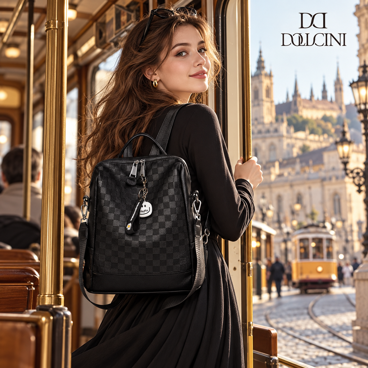 Dollcini Women's Backpack – Waterproof Faux Leather, Elegant and Practical Wear