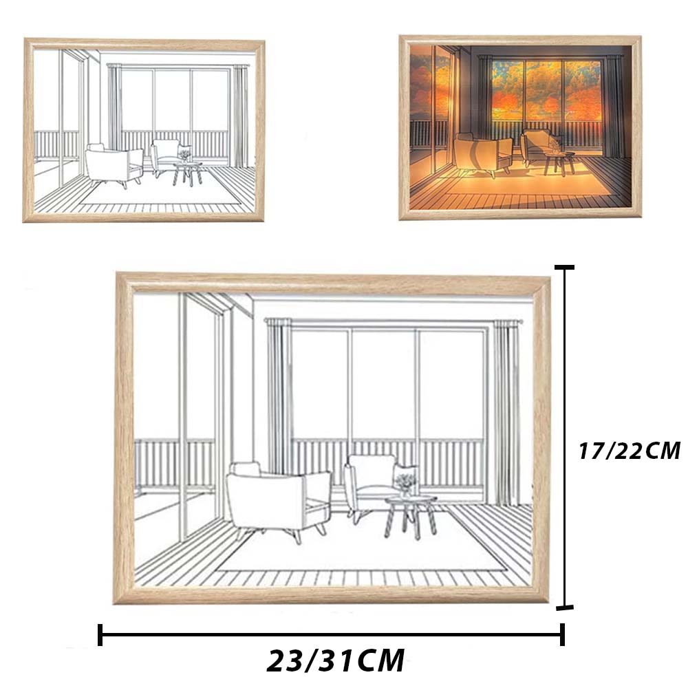 Dollcini, pictură în lumină - artă luminoasă USB LED, trei tonuri, cadru ecologic din lemn masiv, decorațiuni elegante pentru casă