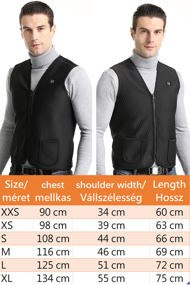 Dollcini, Men's V-Neck Heated Vest, USB Heating System, Multiple Sizes