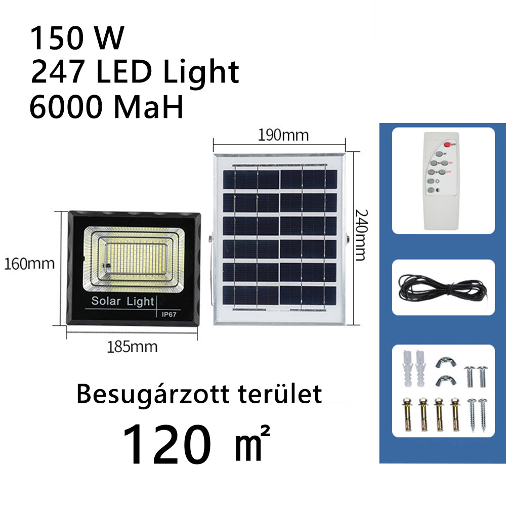 Dollcini, Napelemes fali lámpa, 247 LED/381 LED nagy fényerejű, 150 W/300 W, vízálló, kültéri