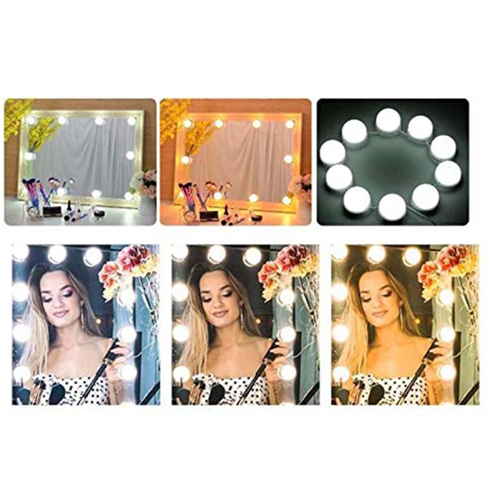 Dollcini, Hollywoodi stílusú LED lámpakészlet piperetükör megvilágításához, Fehér, 30 x 5 x 5 cm