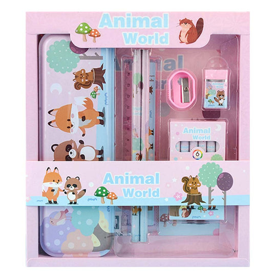 Dollcini, Papetarie pentru copii Tema Dinozaur, Cutie de papetarie Animal World, rechizite scolare combinate