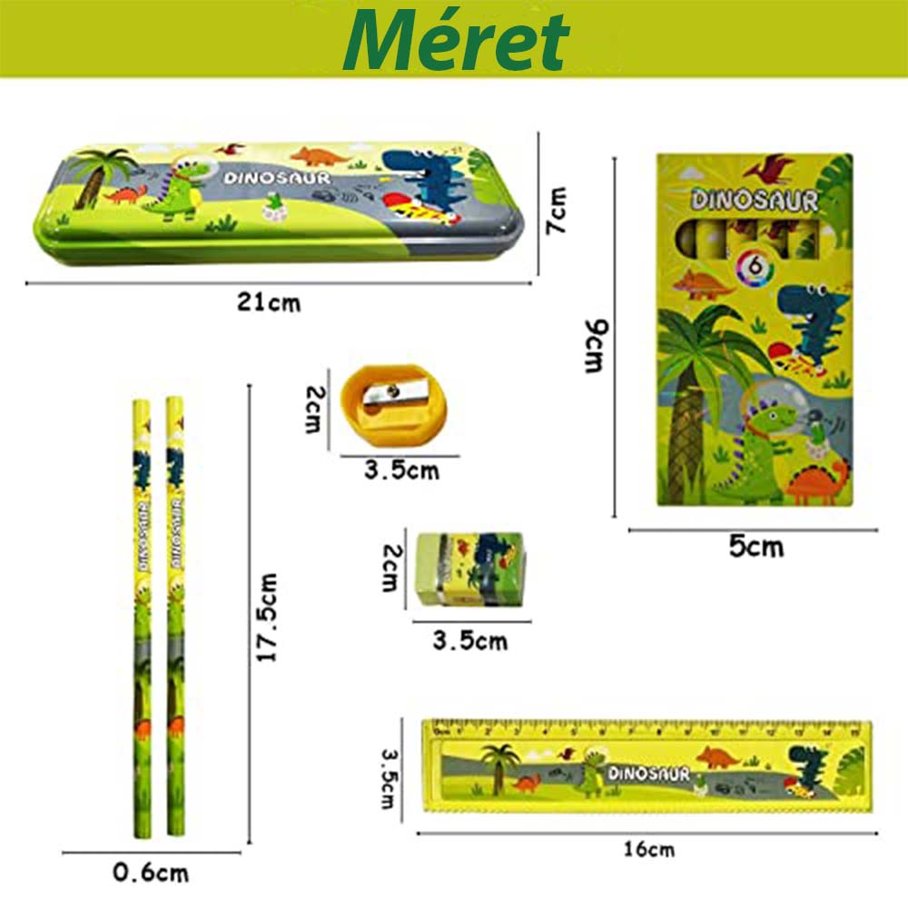 Dollcini, Dinosaur Theme Gyermek írószerek, Animal World irodaszer doboz, kombinált iskolai kellékek, Több színben