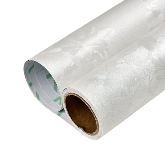 Dollcini Fehér öntapadós tapéta, virágos textúrájú tapéta, fehér dombornyomott kontaktpapír öntapadós tapéta, fehér virágos polcbélésre alkalmas,438233, fehér Perla