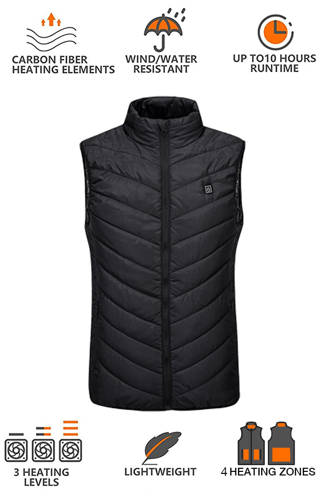 Dollcini, Elegant Women's Heated Vest, Winter Vest, with USB Heating System, Windproof Electric Insulated Jacket, Black