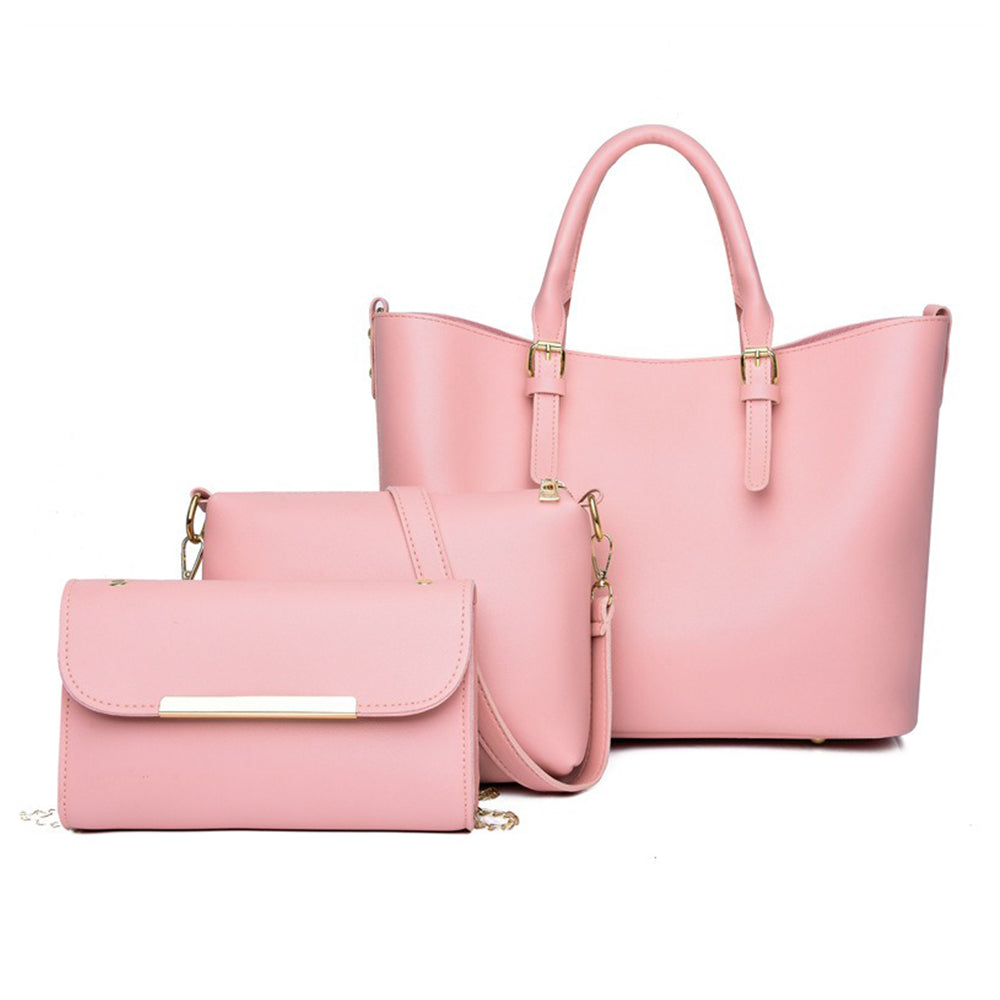 Dollcini, Elegant women's handbag, synthetic leather, 3-piece set, in several colors