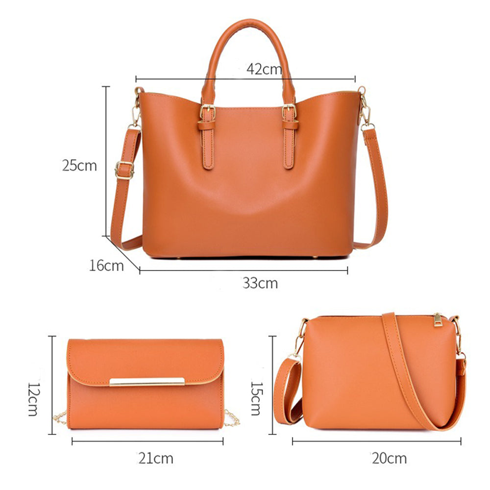 Dollcini, Elegant women's handbag, synthetic leather, 3-piece set, in several colors